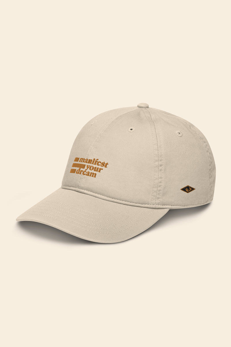 MANIFEST YOUR DREAM Cap ✸ Beige + Old Gold